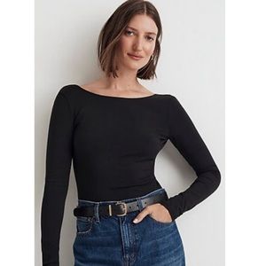 NWT Madewell, Scoop Neck, Thong Bodysuit, Black, XS